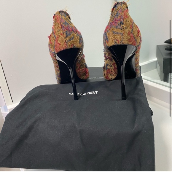 Never used Saint Laurent tapestry tweed heels pointy cap saffron 39 - Picture 3 of 4